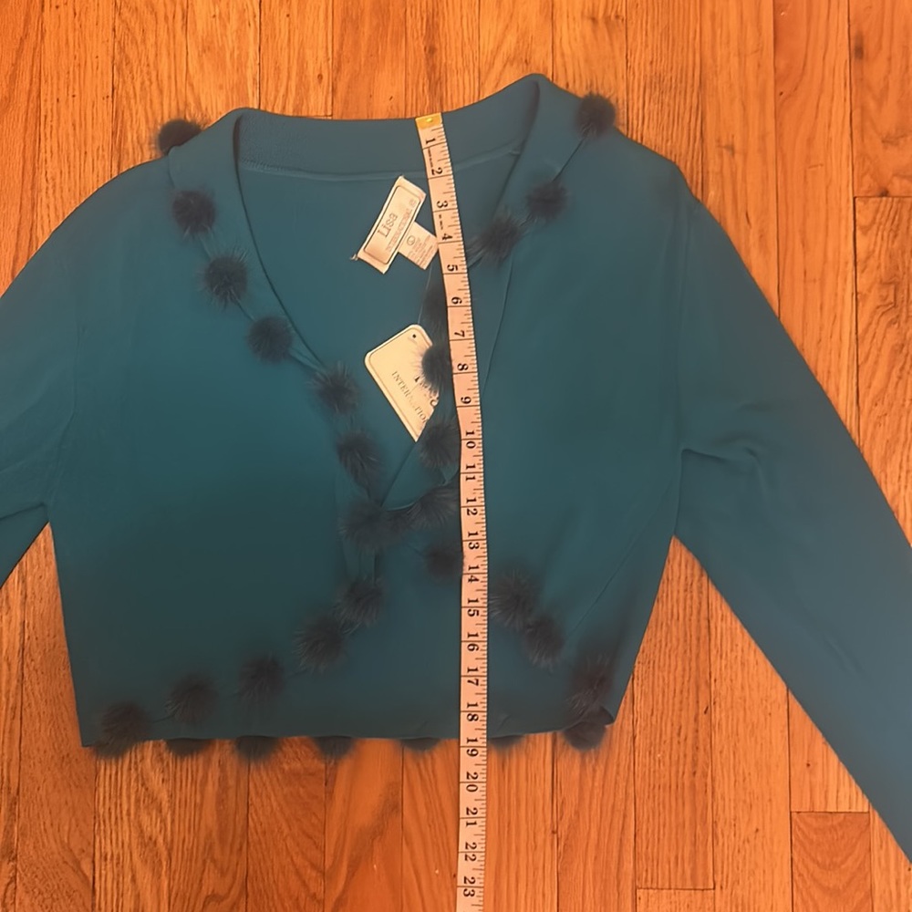 Vintage Y2K style cropped cardigan fur trim - Picture 4 of 6